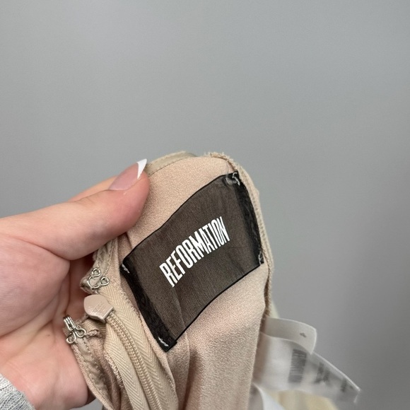 Reformation Tan Adjustable Strap High Neck Sleeveless Open Back Maxi Dress - Picture 3 of 4